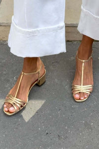 ALLEGRA | Złote Sandały Codzienna Elegancja