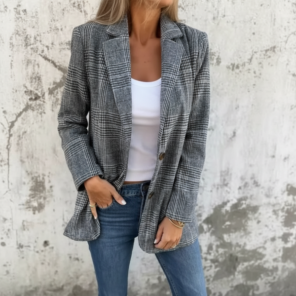 Velina | Marynarka w Pepitkę o Luźnym Kroju
